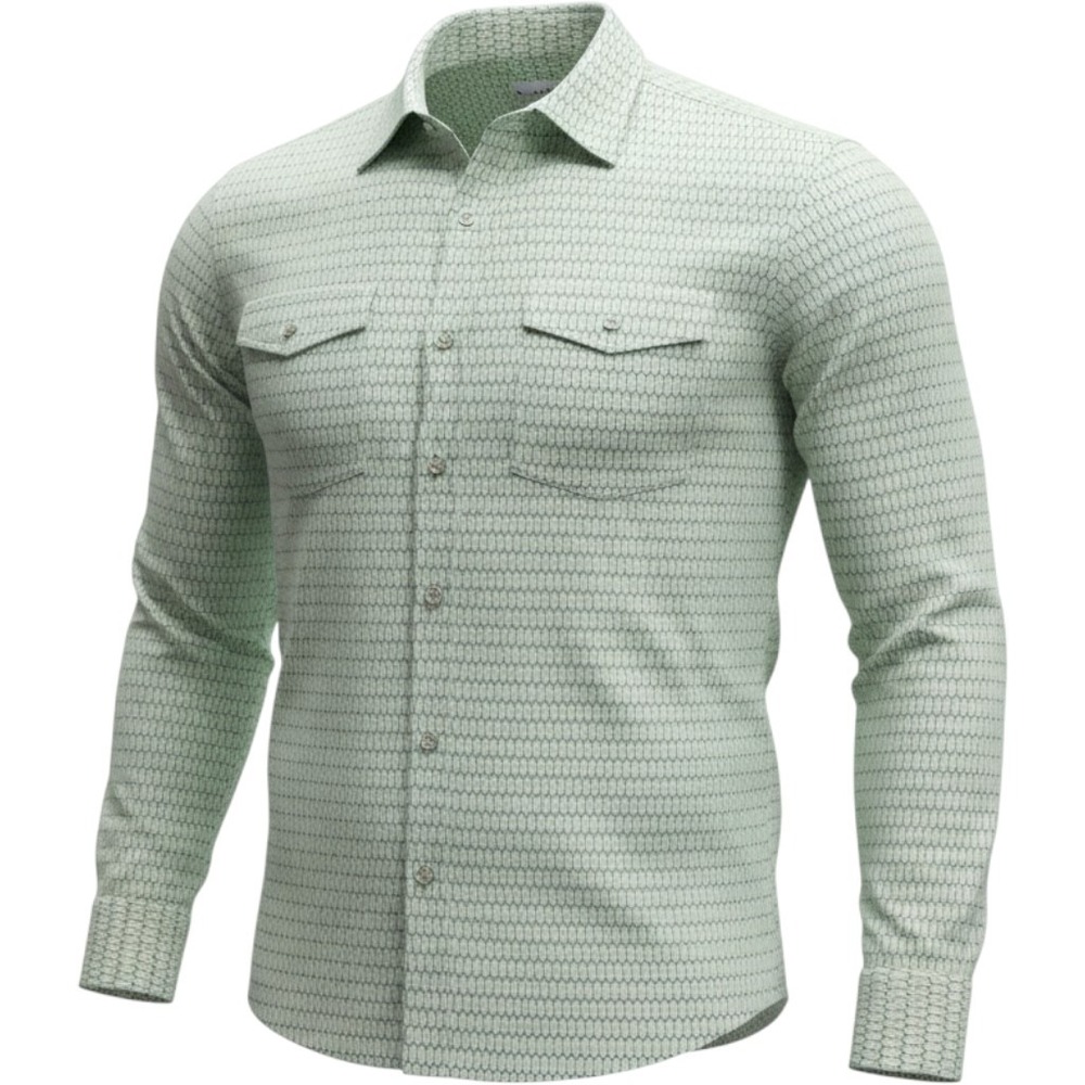 Wrangler Wrancher Mens XLT Green Geometric Honeycomb Pearl Snap Western Shirt